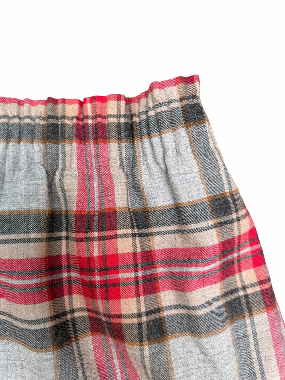 J. Crew Size 14 Plaid Elastic-Waist Mini Skirt Red Gray Lined Wool Pockets Fall - Picture 2 of 9
